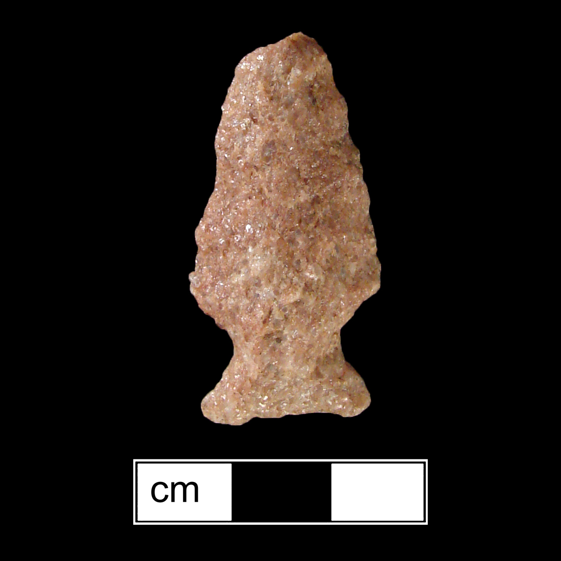 Image of stone projectile point made of Quartzite, Side-Notched shape, with a Expanding stem, Excurvate blade, and Concave base shape. Normanskill type.