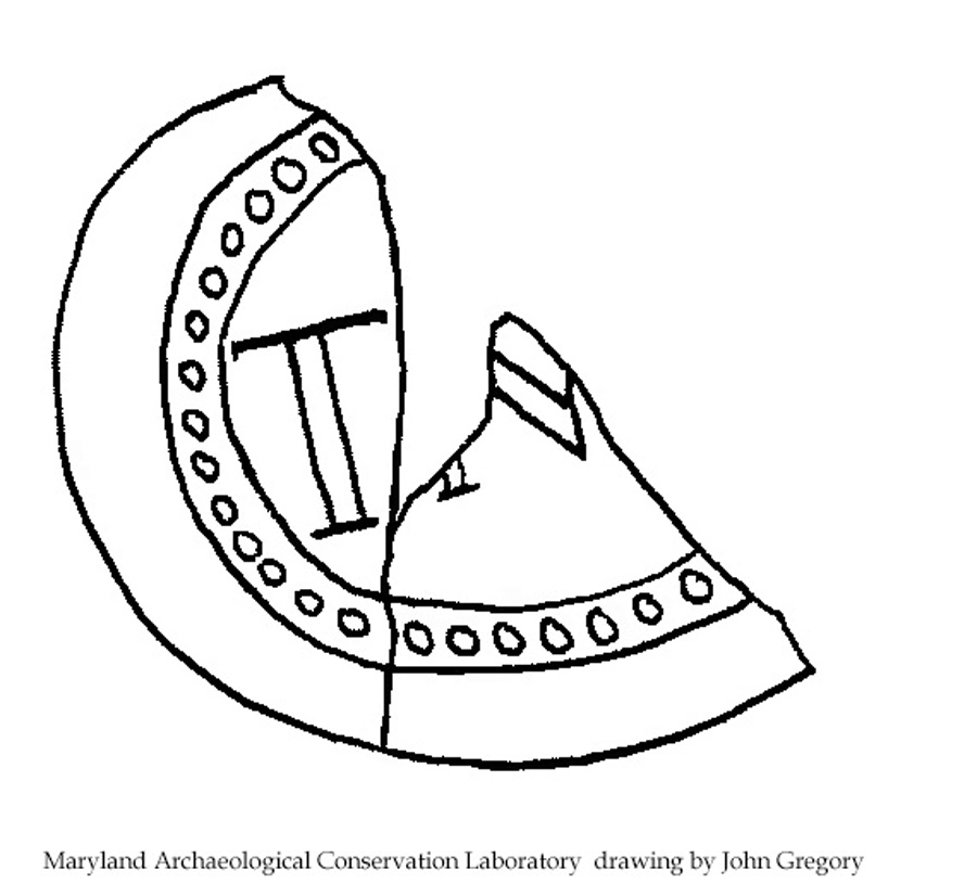 Image of colored glass bottle seal, Names or Initials.