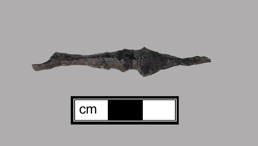 Image of iron fork, two-tined fork, knock-on or pin tang.