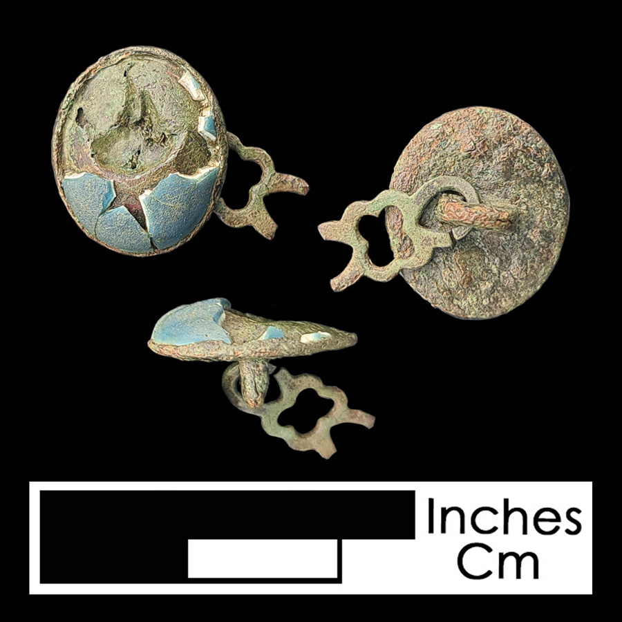 Image of copper alloy/glass linked button.