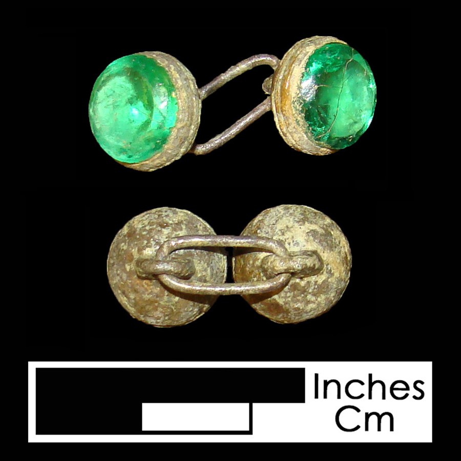 Image of copper alloy/glass linked button.