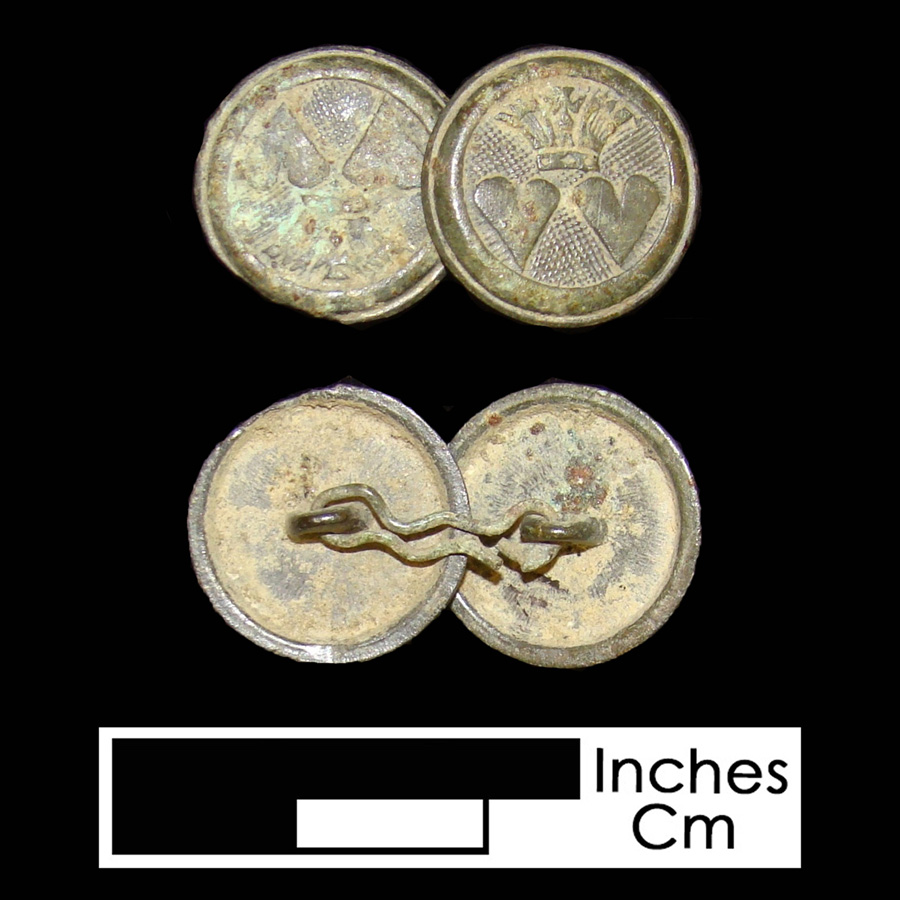 Image of copper alloy linked button.