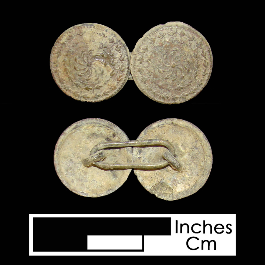 Image of copper alloy linked button.
