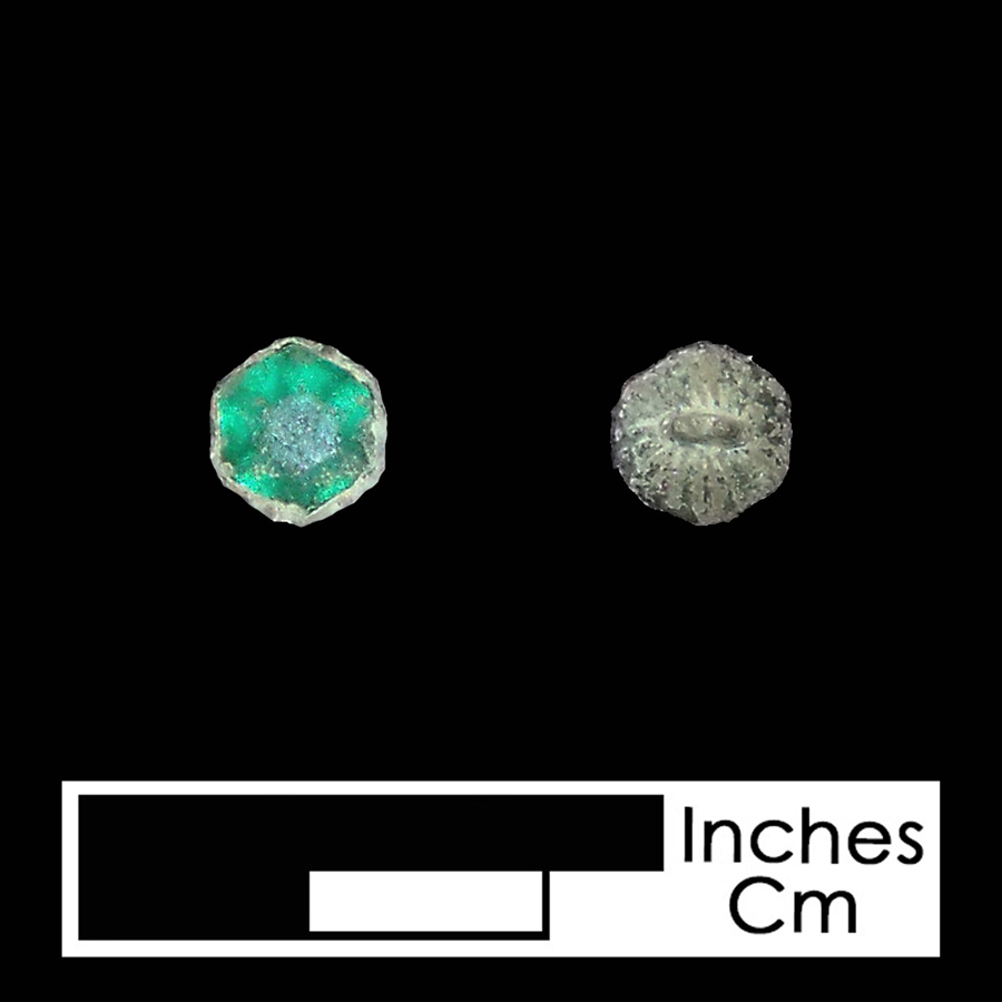 Image of copper alloy/glass linked button.