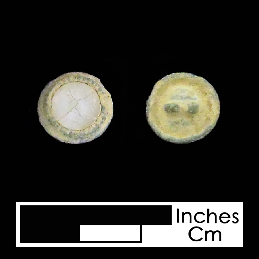 Image of copper alloy/glass linked button.
