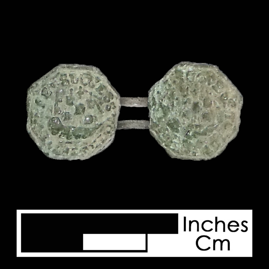 Image of copper alloy linked button.