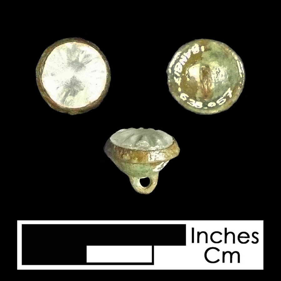 Image of copper alloy/glass linked button.