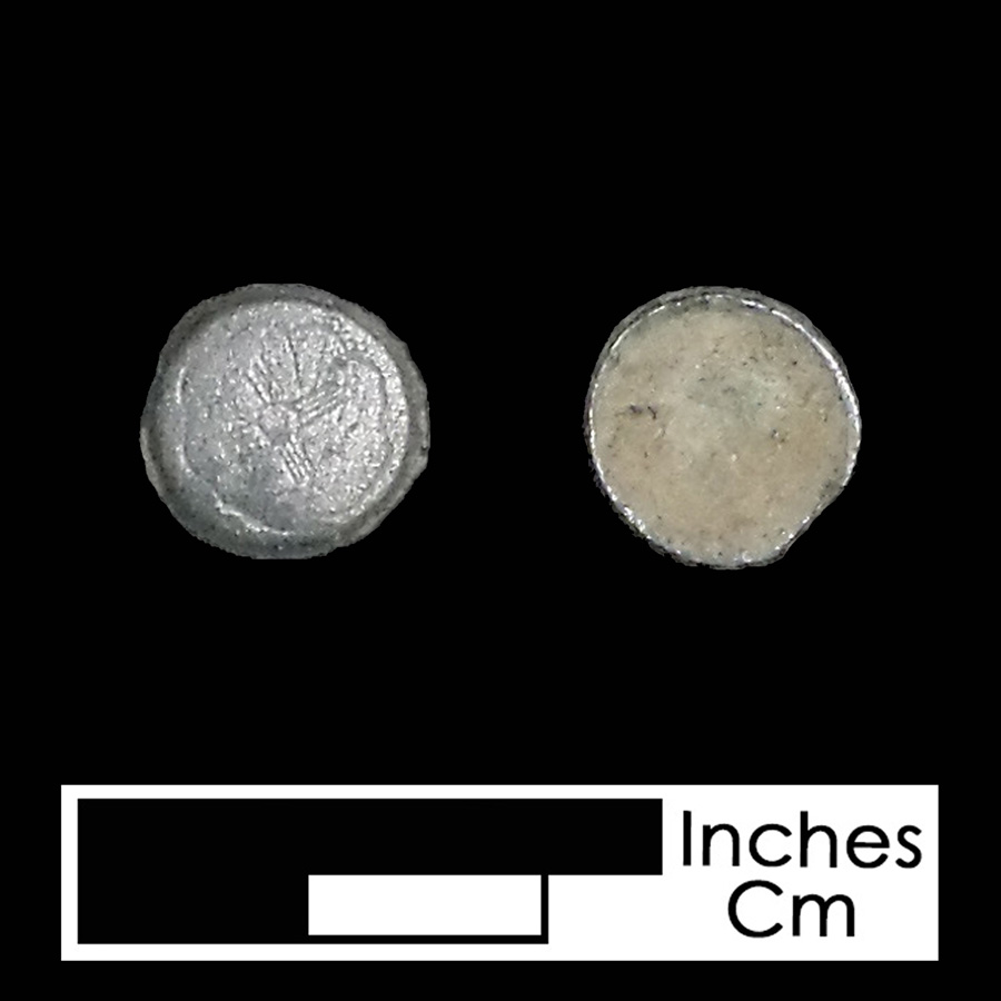 Image of silver linked button.