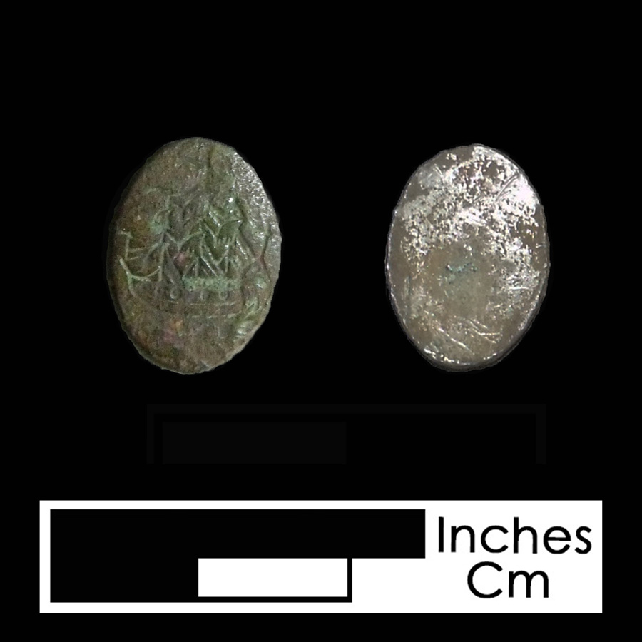 Image of copper alloy linked button.