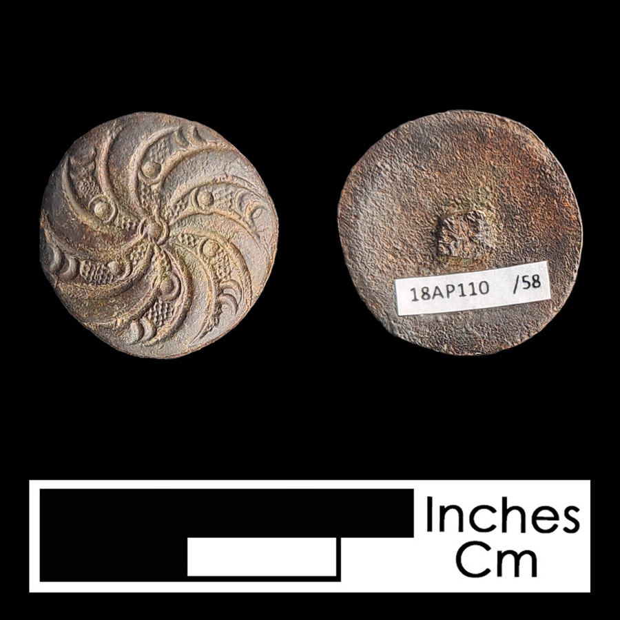 Image of copper alloy linked button.