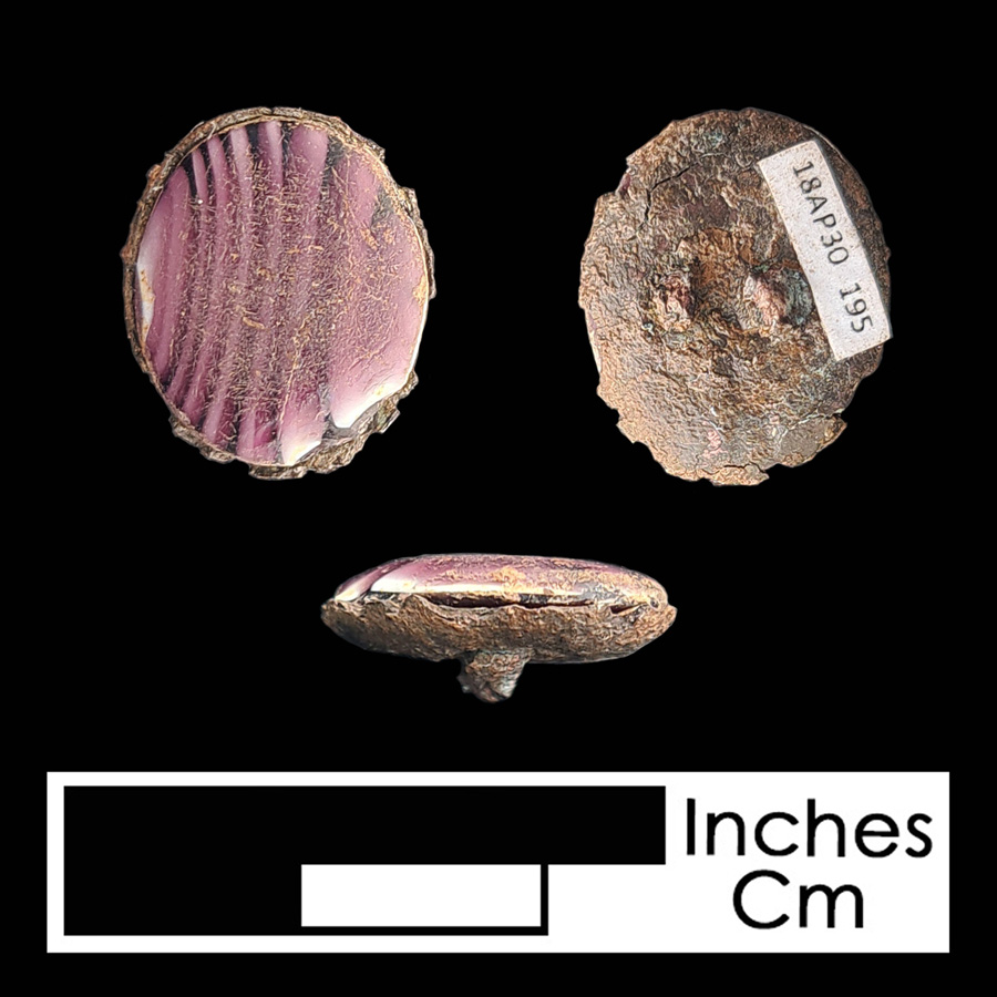 Image of copper alloy/glass linked button.