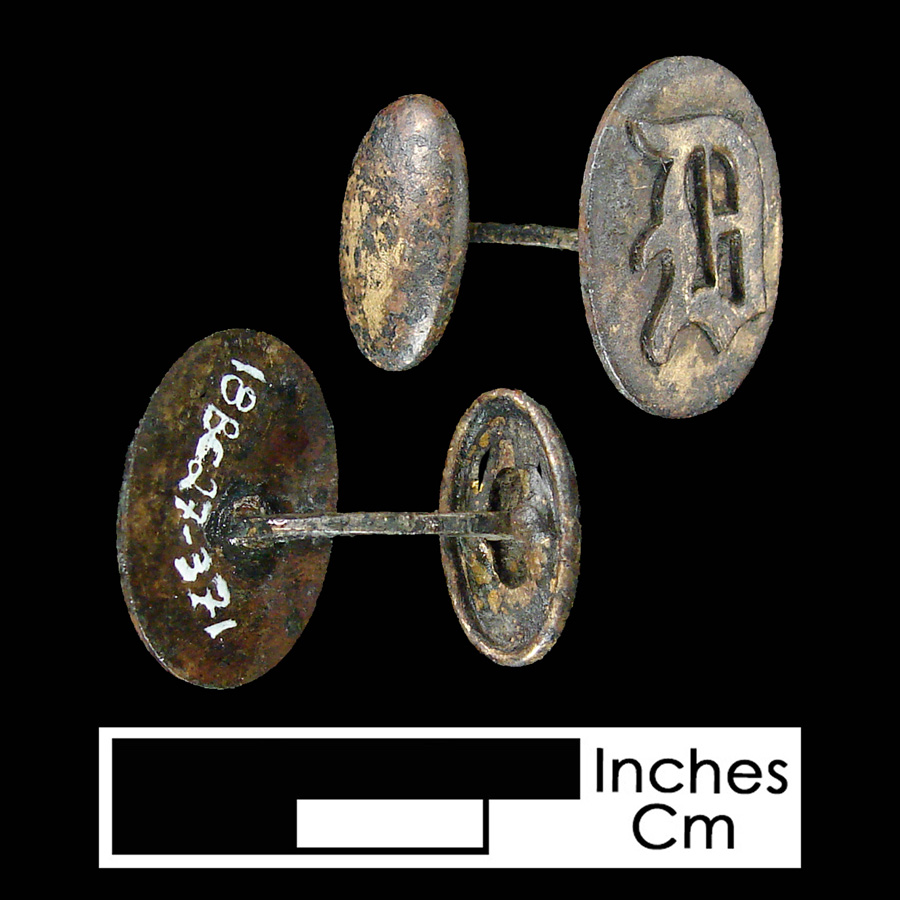 Image of copper alloy linked button.