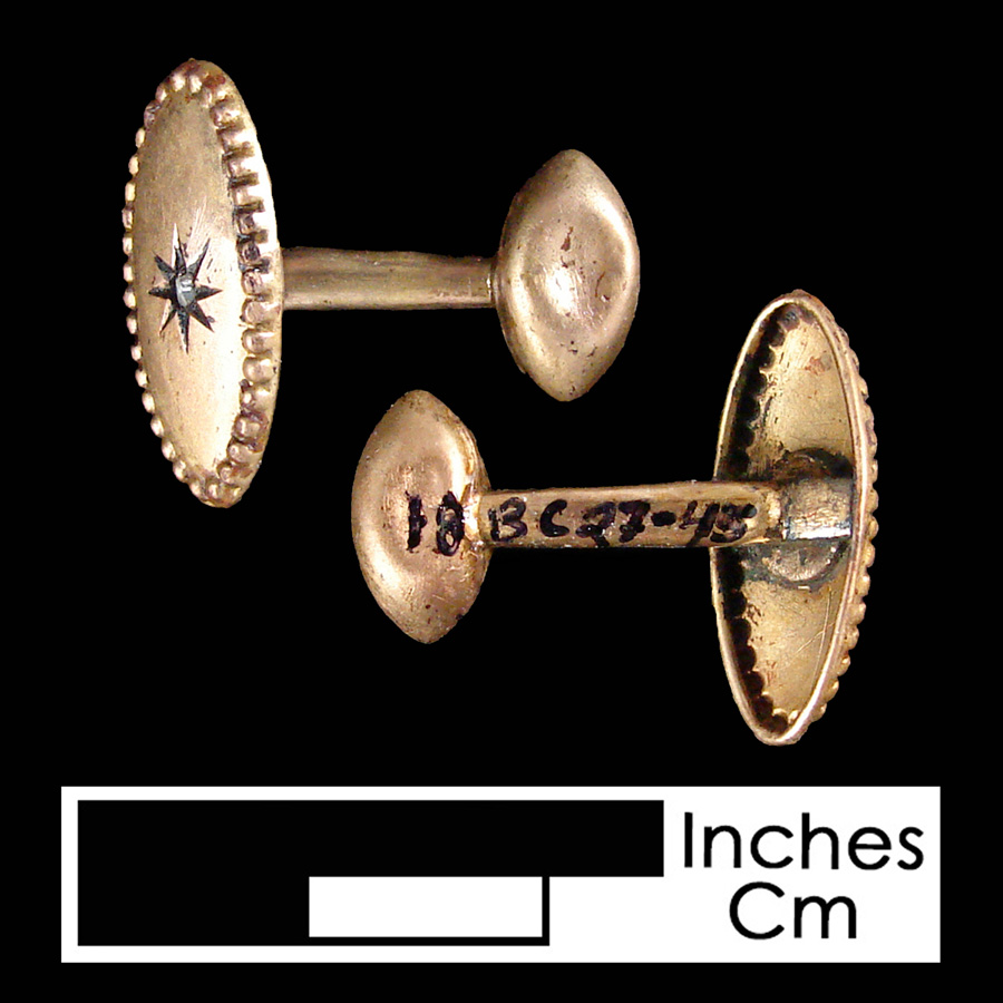 Image of gold-plated linked button.