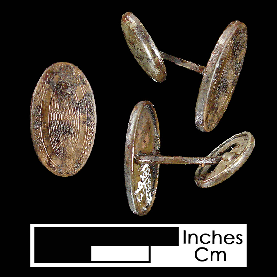 Image of copper alloy linked button.