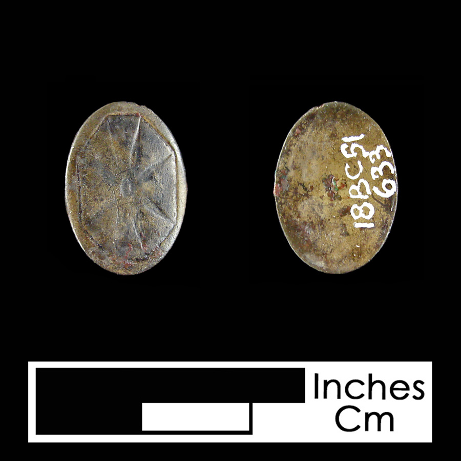 Image of copper alloy linked button.