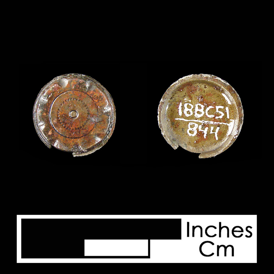 Image of copper alloy linked button.