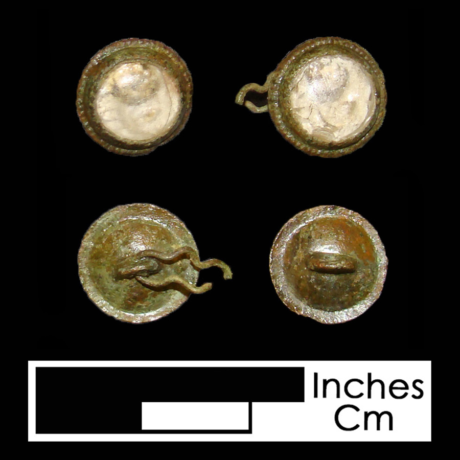 Image of copper alloy/glass linked button.