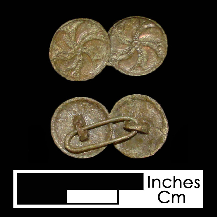 Image of copper alloy linked button.