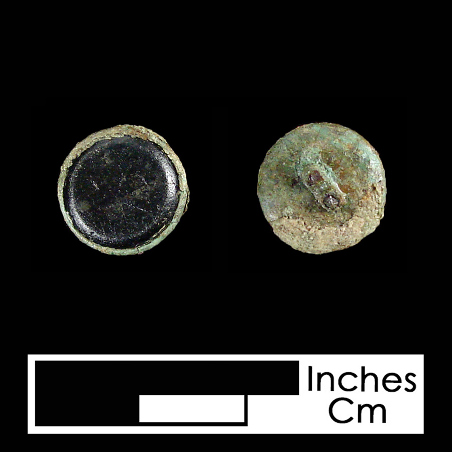 Image of copper alloy/glass linked button.