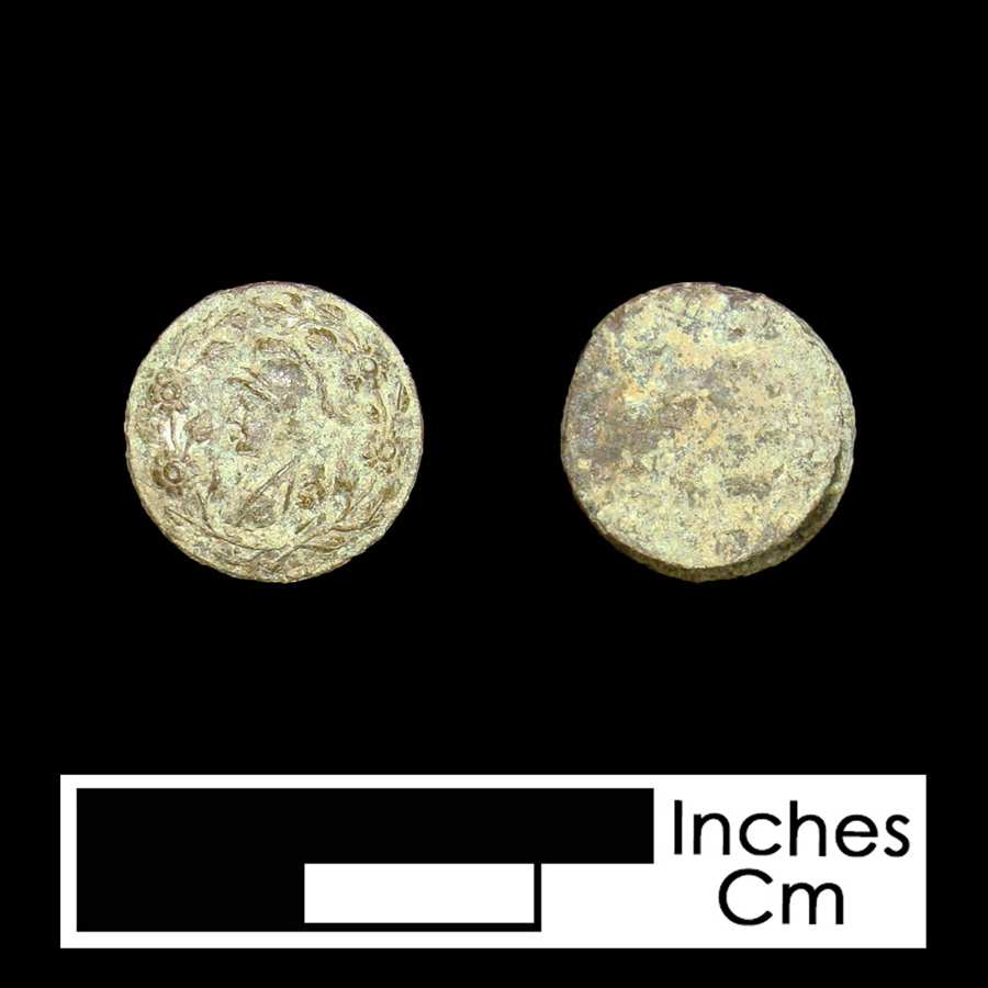 Image of copper alloy linked button.