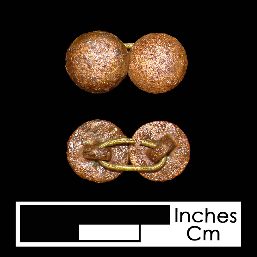 Image of copper alloy linked button.