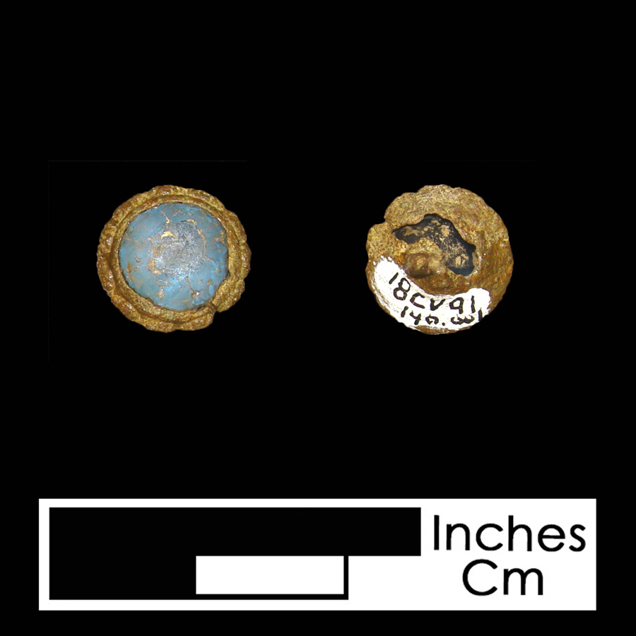 Image of copper alloy/glass linked button.