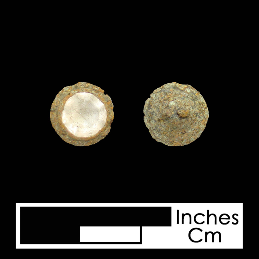 Image of copper alloy/glass linked button.