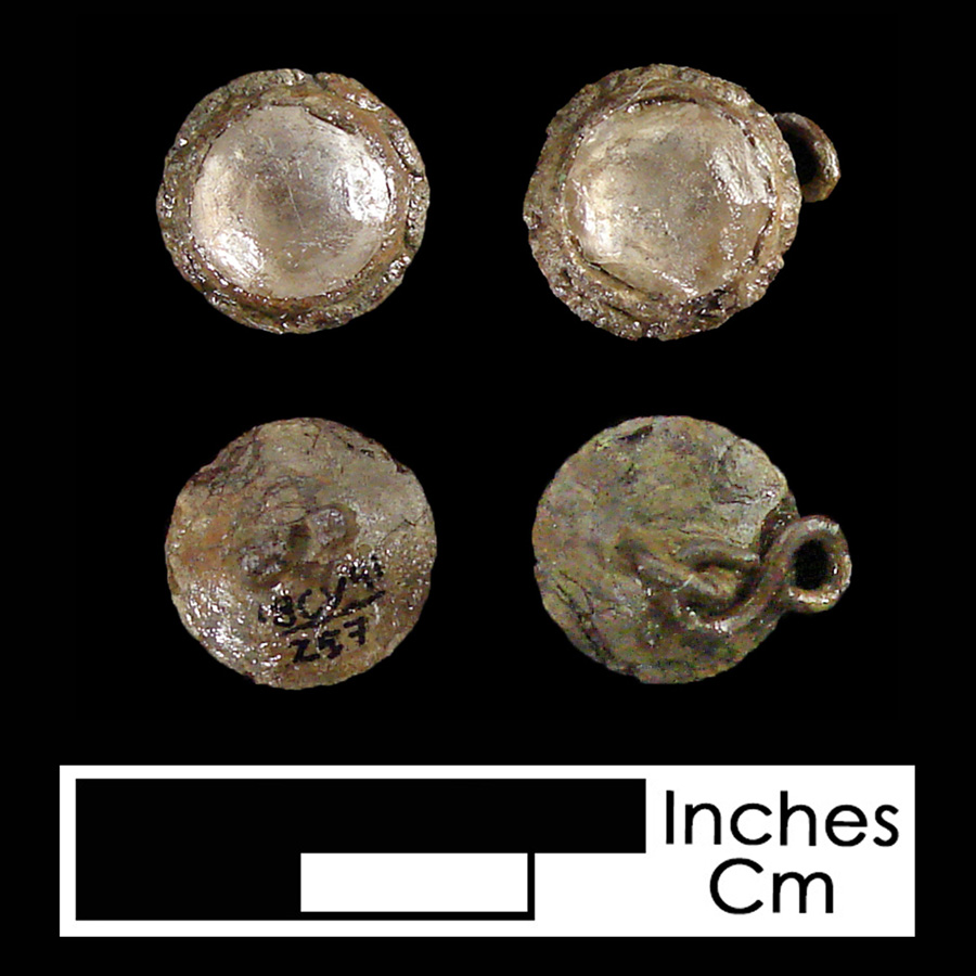 Image of copper alloy/glass linked button.