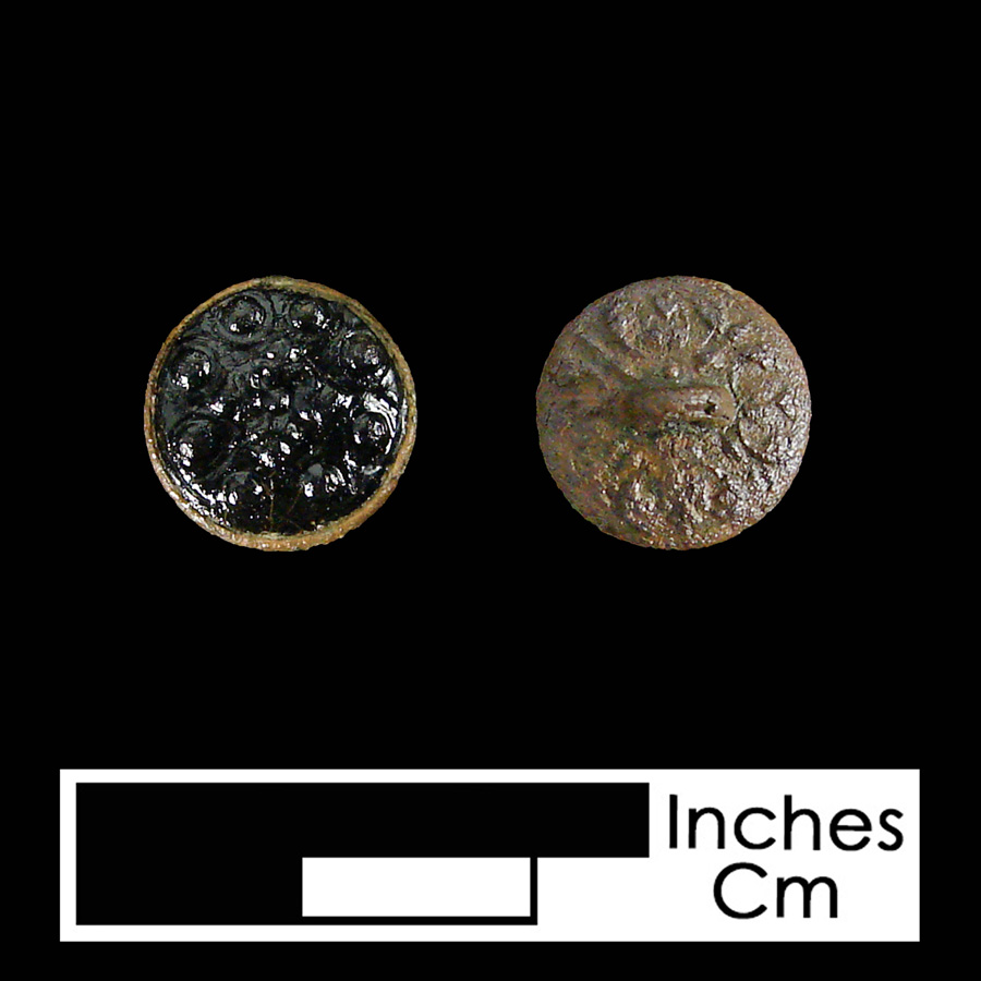 Image of copper alloy/glass linked button.