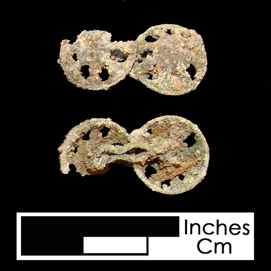 Image of copper alloy linked button.