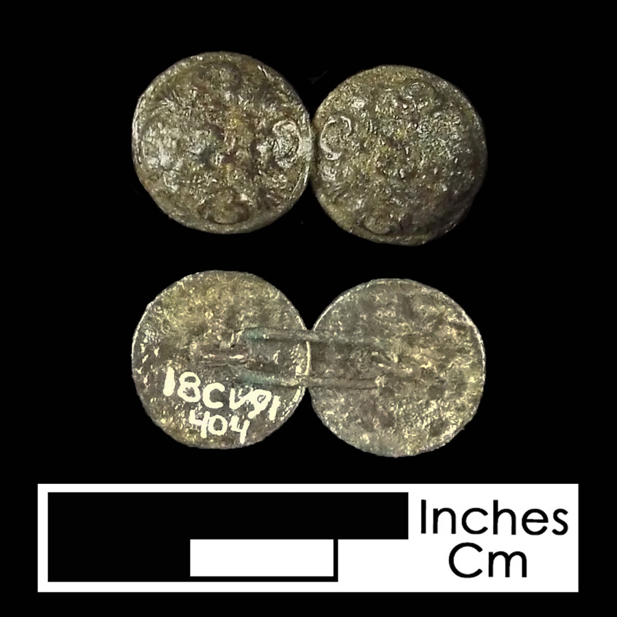 Image of copper alloy linked button.
