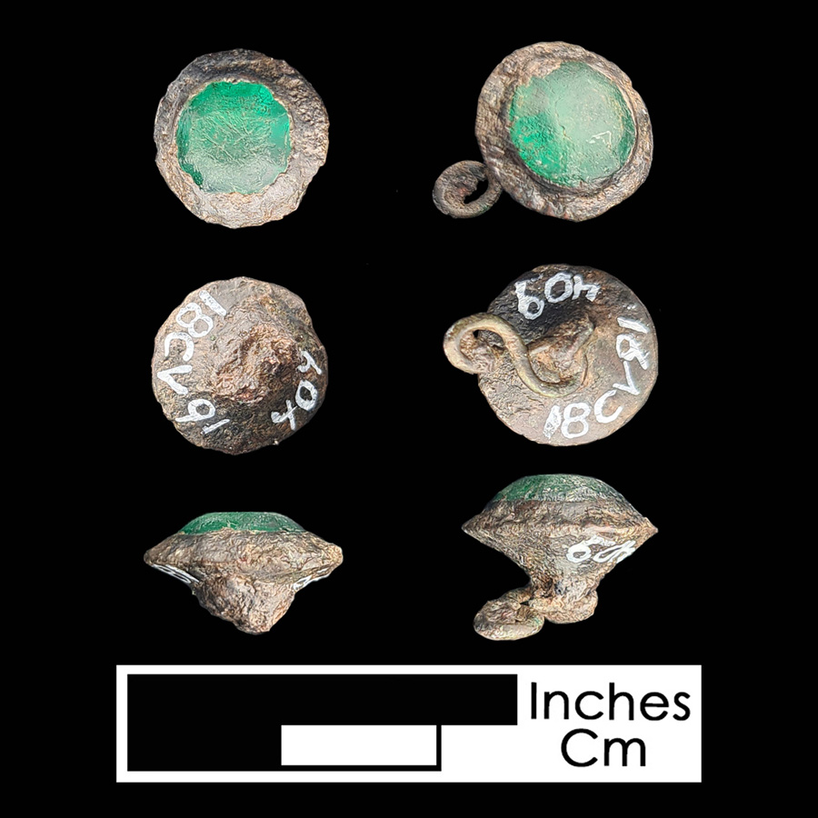 Image of copper alloy/glass linked button.