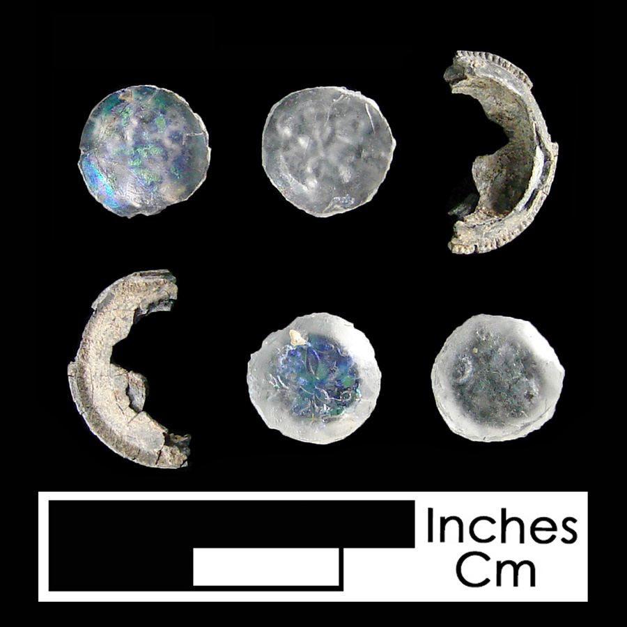 Image of pewter/glass linked button.