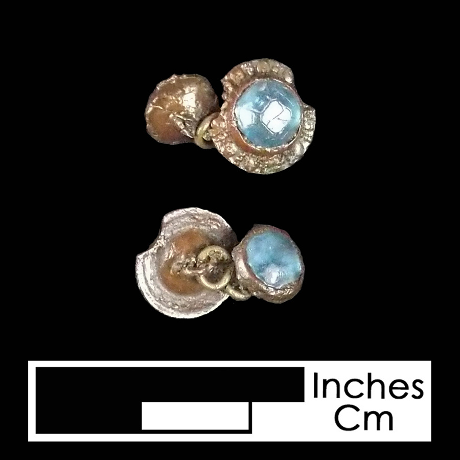 Image of copper alloy/glass linked button.