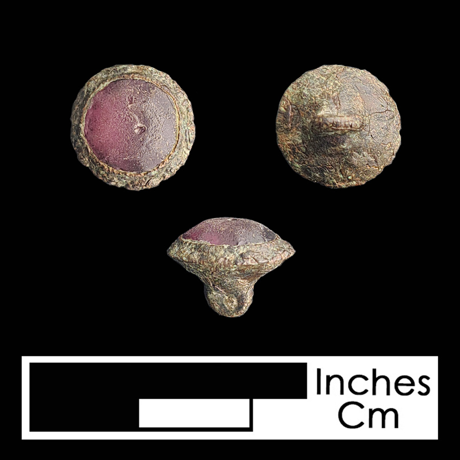 Image of copper alloy/glass linked button.