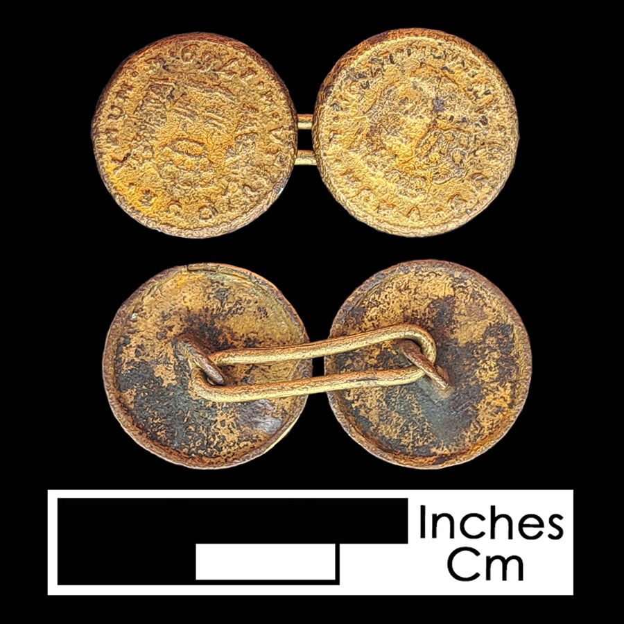 Image of copper alloy linked button.