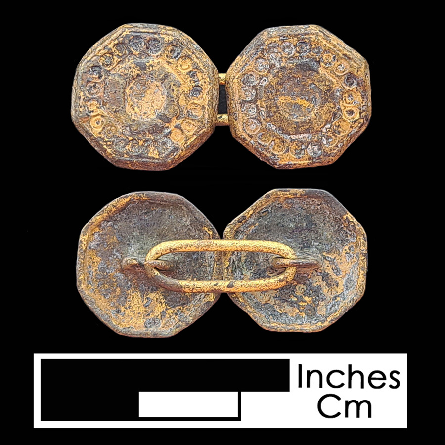 Image of copper alloy linked button.