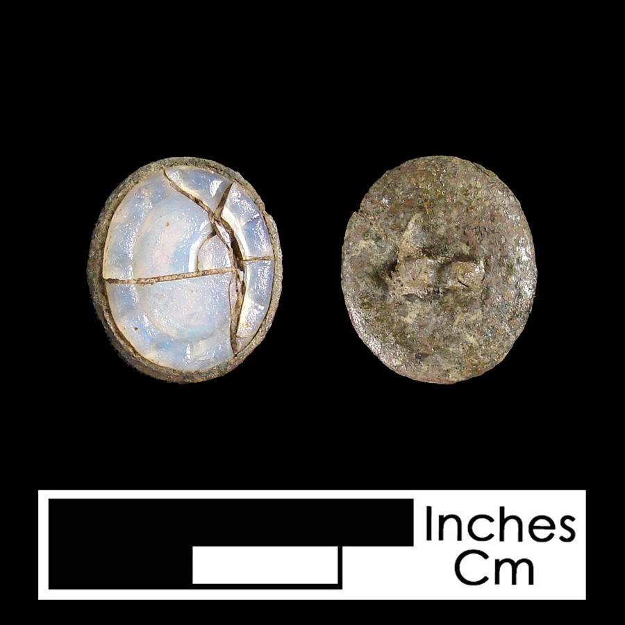 Image of copper alloy/glass linked button.