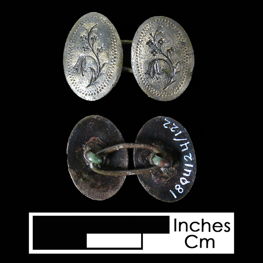 Image of copper alloy linked button.