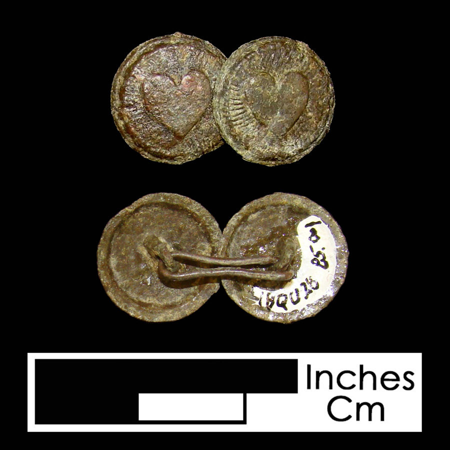 Image of copper alloy linked button.