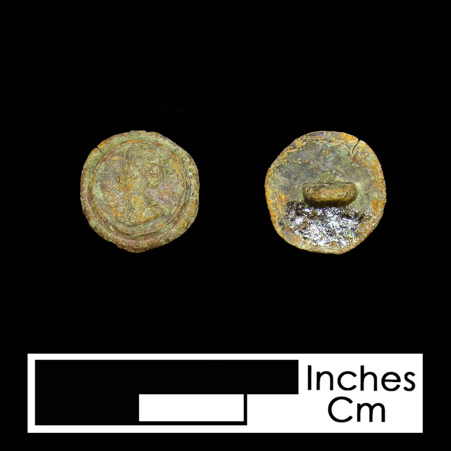 Image of copper alloy linked button.