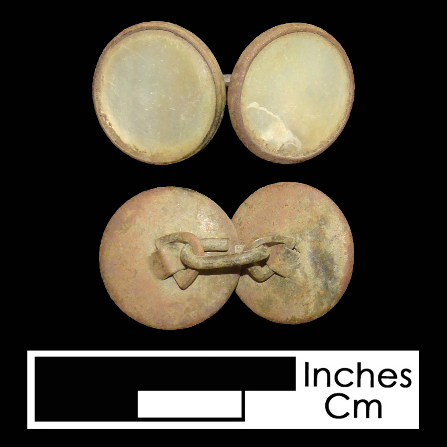 Image of copper alloy linked button.