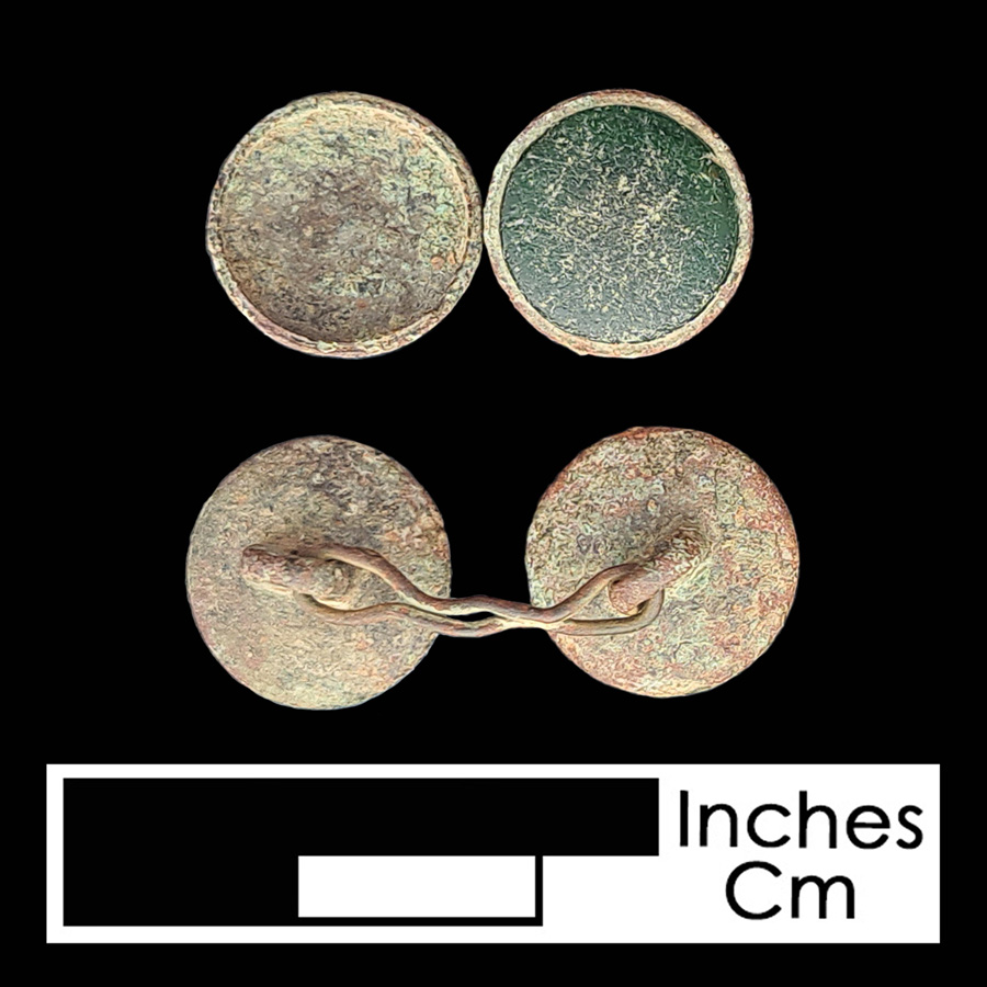 Image of copper alloy/glass linked button.