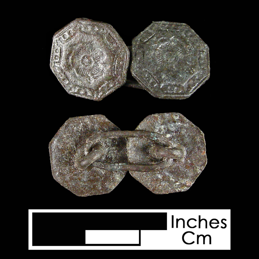 Image of copper alloy linked button.