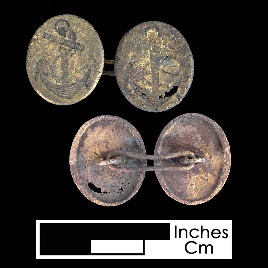 Image of copper alloy linked button.