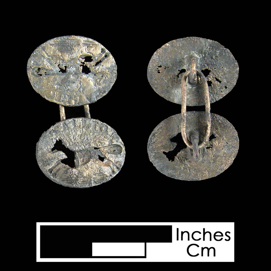 Image of copper alloy linked button.