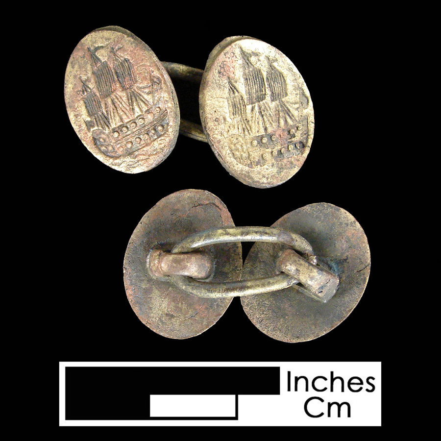 Image of copper alloy linked button.