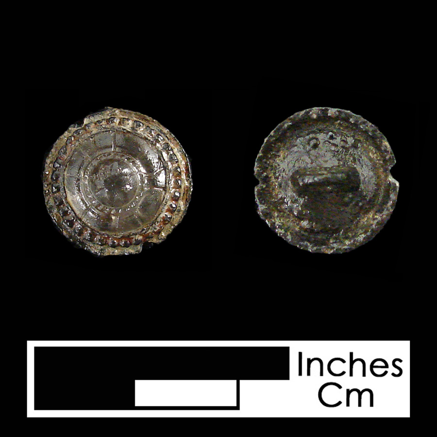 Image of pewter/glass linked button.