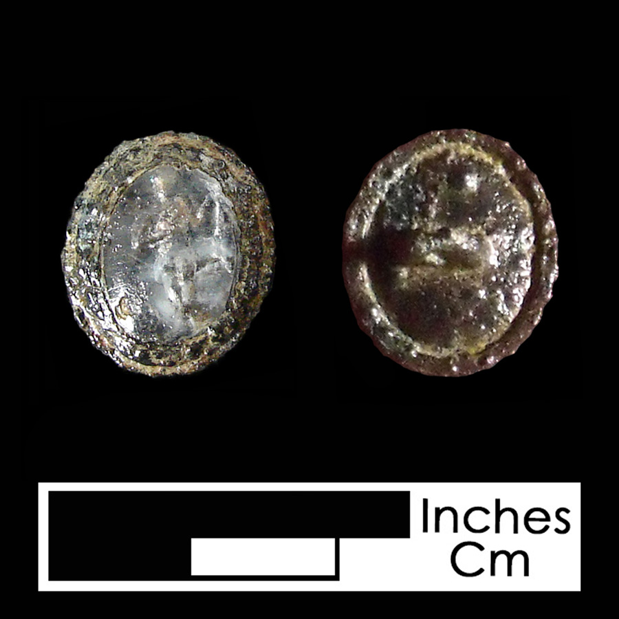 Image of pewter/glass linked button.
