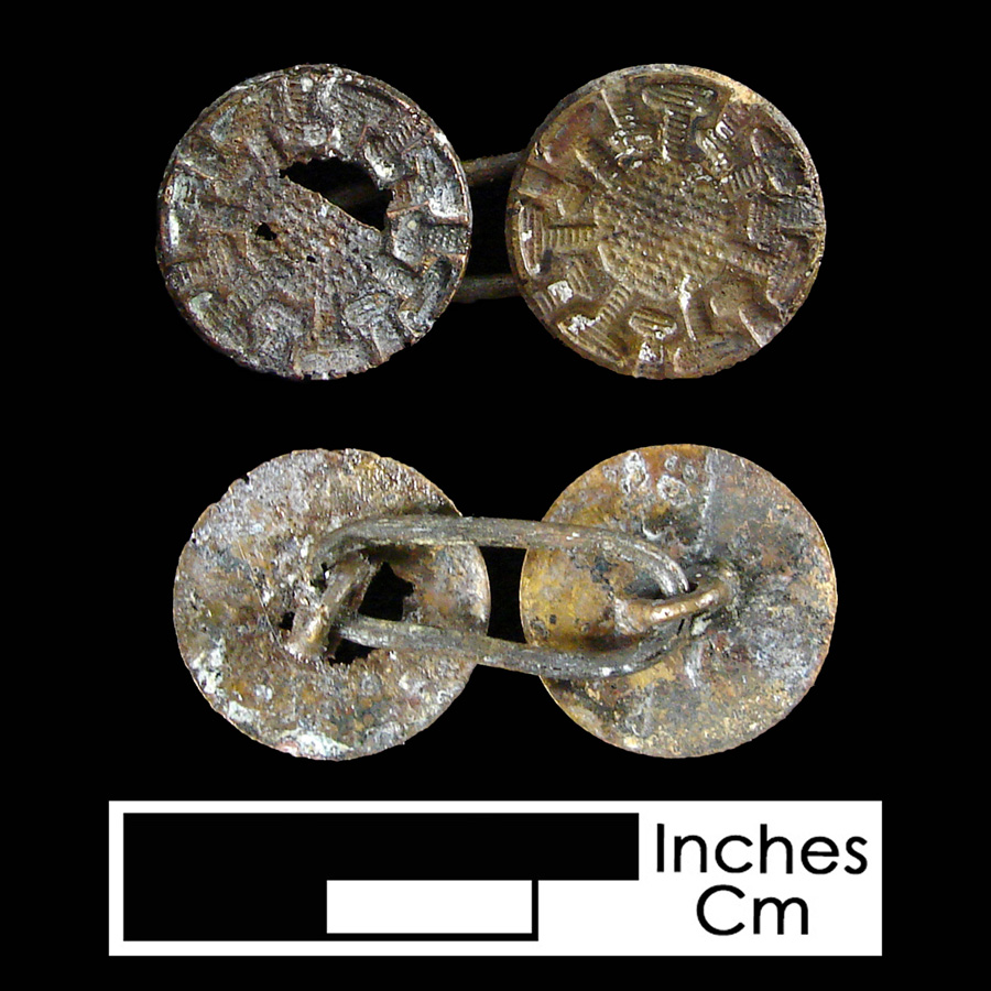 Image of copper alloy linked button.